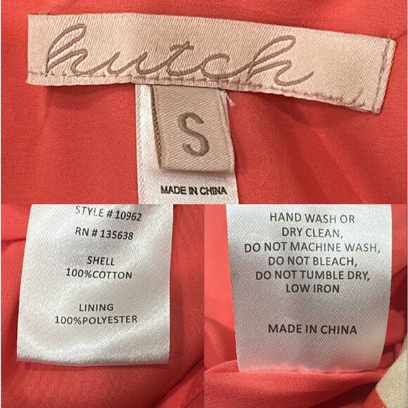 Hutch Coral Plumeria Print Puff Sleeve Tiered V-Neck Mini Dress Preppy Coastal - Picture 12 of 13